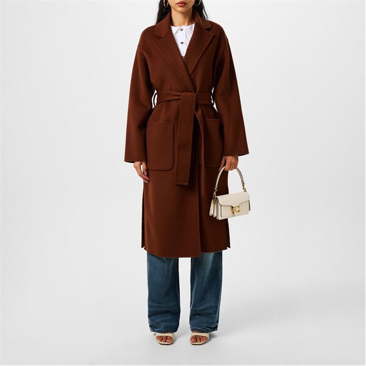 WOOLRICH Wool Belt Coat – Brown