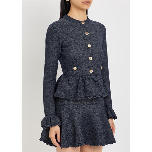 Self Portrait - Women's Cotton Long-Sleeve Mini Jumper Dress