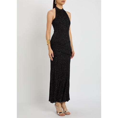 Balmain - GLITTERED VISCOSE FLECHAGE LON