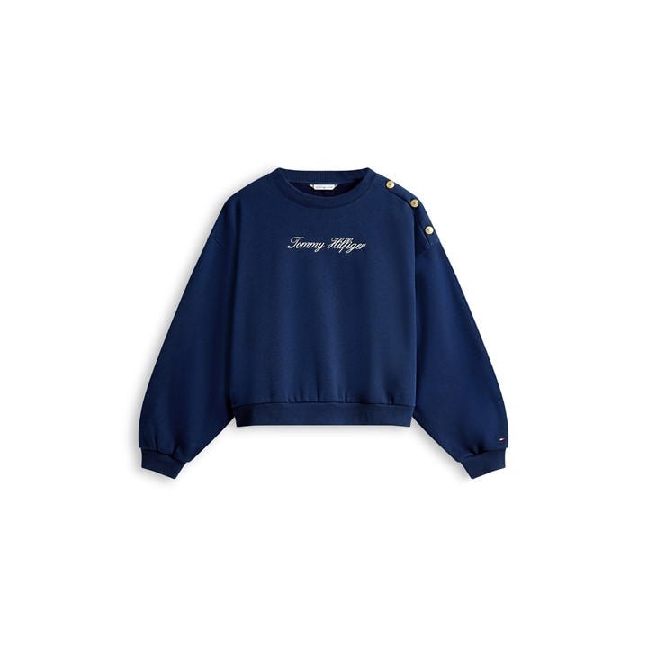 Tommy Hilfiger Women's Blue Script Crew Sweatshirt