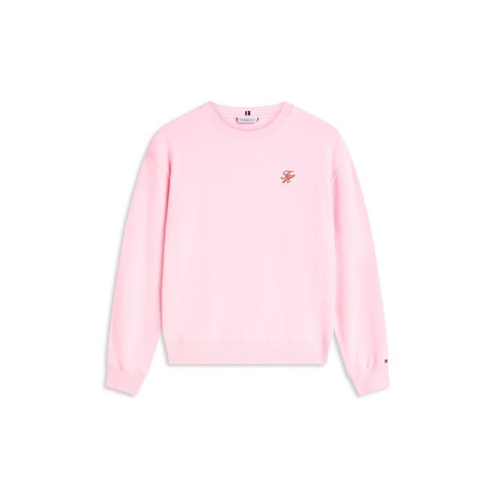 Tommy Hilfiger Women's Pink Script Crew Sweatshirt