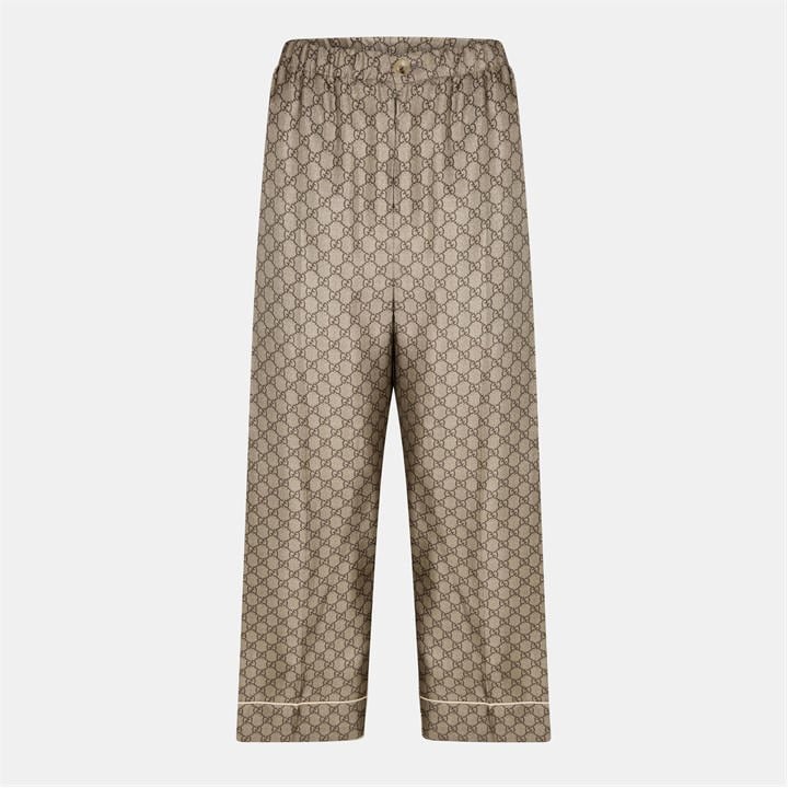 Gucci Women's Beige Wide Leg Trousers - Size 8
