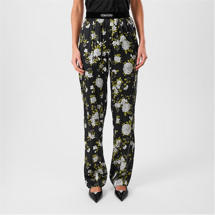 Tom Ford Women's Black Plain Silk Stretch Satin Pj Pants