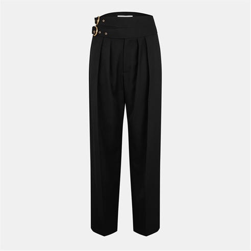 CHLOE - Women's Buckle Wide Leg Trousers