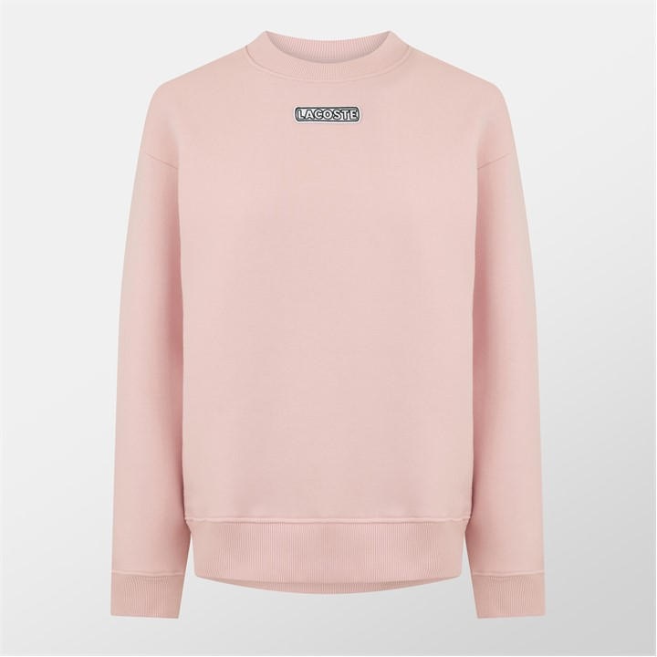 Lacoste Women's Pink Crew-Neck Logo Sweatshirt - Size 14