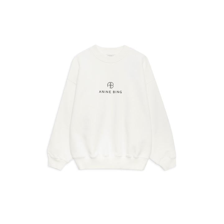 Anine Bing Women's White Jaci Monogram Sweatshirt Size 10
