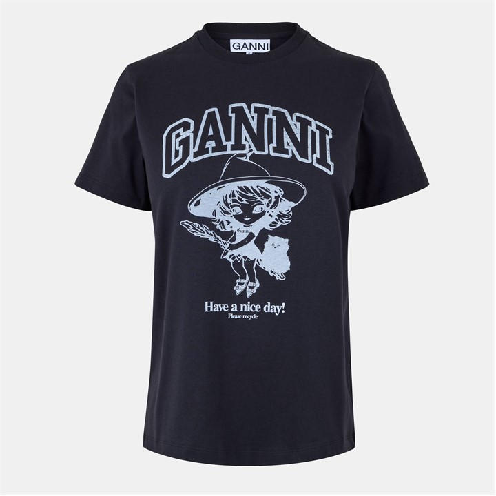 Ganni Women's Black Graphic T-Shirt