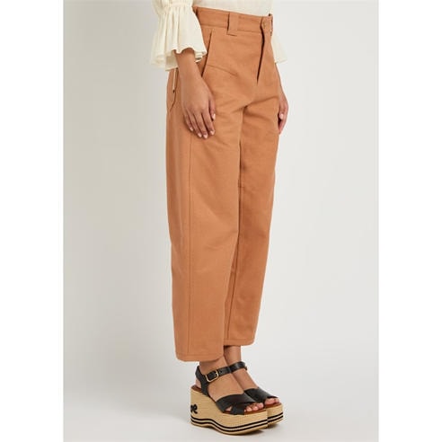 Chloe - Women's Cotton Cropped Wide-Leg Trousers