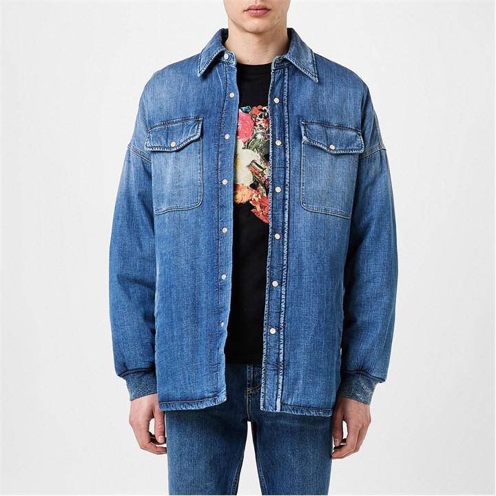 ALEXANDER MCQUEEN Seal-Embroidered Denim Jacket – Blue