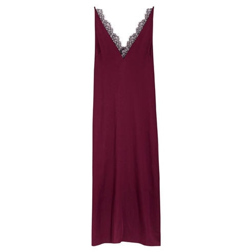 Stella McCartney - Women's Satin Lace Trim Relaxed-Fit Maxi Slip Dress