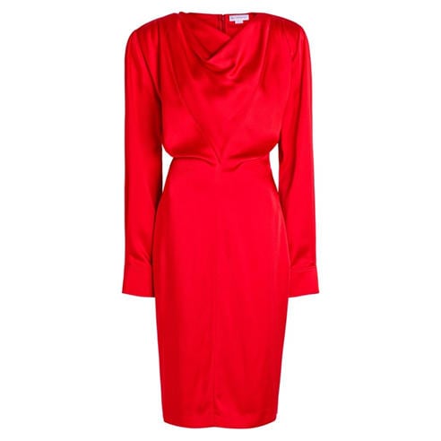 Stella McCartney - Women's Satin Cowl Neck Long-Sleeve Loose-Fit Midi Dress
