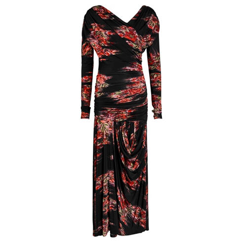 Ganni - LD Printed Ruched Long Dress