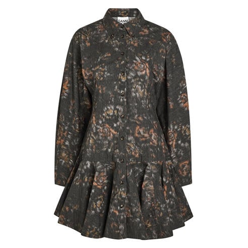 Ganni - SD Printed Buttoned Mini Dress
