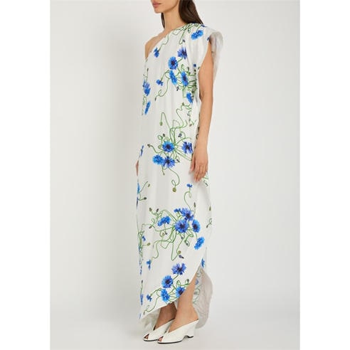 Stella McCartney - Floral Print Hammered Silk Asy