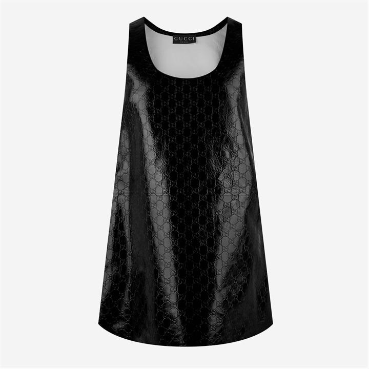 Gucci Women's Black Gg Embossed Mini Dress - Size 10
