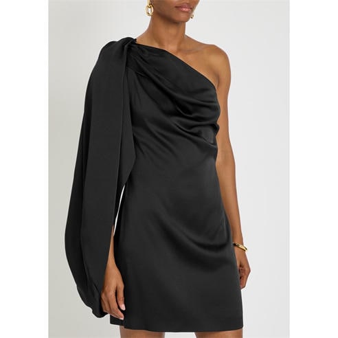 Stella McCartney - Women's Satin One Shoulder Cowl Neck Mini Dress