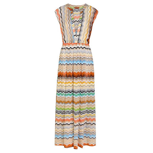 Missoni - Women's Viscose Cap-Sleeve V-Neck Maxi Dress