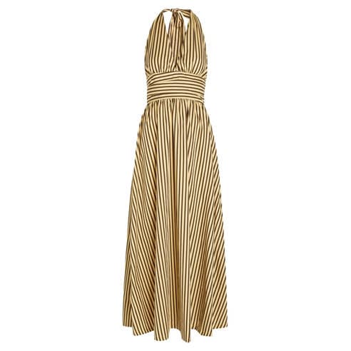 Faithfull The Brand - Women's Lido Striped Cotton Halter Neck Maxi Dress