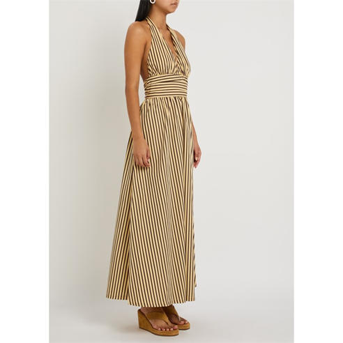 Faithfull The Brand - Women's Lido Striped Cotton Halter Neck Maxi Dress