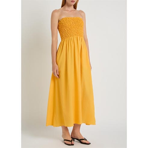 Faithfull The Brand - Women's Orla Strapless Cotton Midi Smock Dress