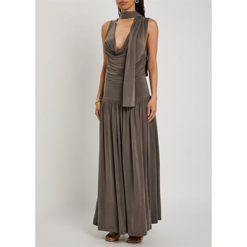 Aya Muse - Women's Alyve Cupro Ruched Maxi Dress