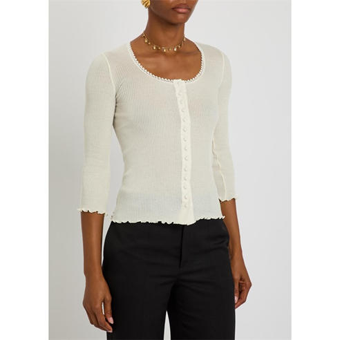Chloe - Women's Cotton Cropped 3/4 Sleeve Slim-Fit T-Shirt