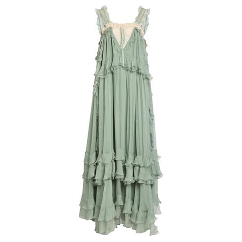 Chloe - Women's Silk Ruffle Maxi Dress