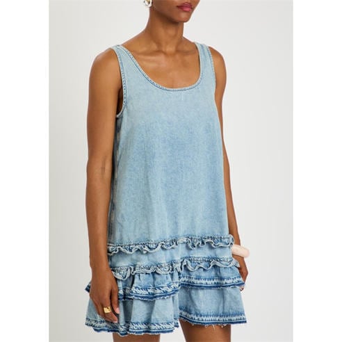 Ganni - SD Denim Frill Mini Dress
