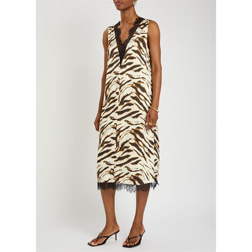 Ganni - LD Stretch Satin V-neck Dress