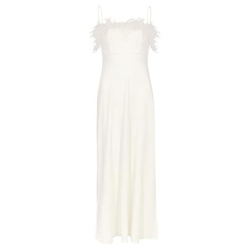 RIXO - Women's Selene Feather Trim Maxi Dress
