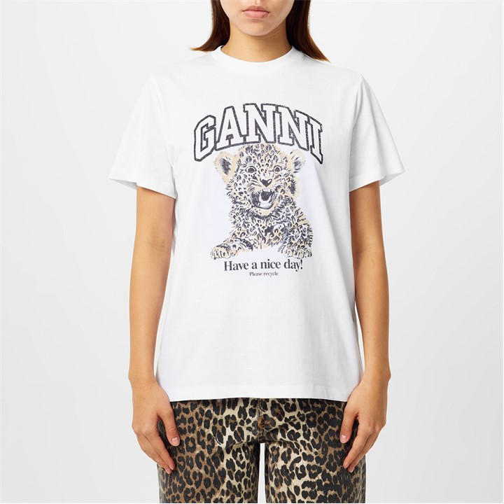 Ganni Women's White Graphic T-Shirt