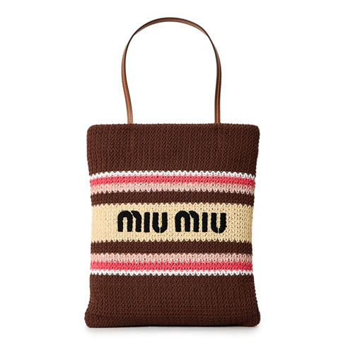 MIU MIU - Raffia-effect woven tote bag