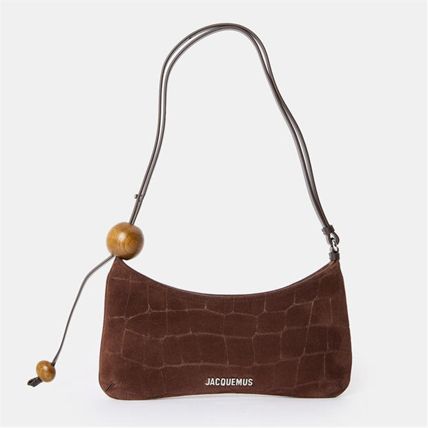 Brwn 855 - JACQUEMUS - Womens Beaded Cotton Le Bisou Perle Shoulder Bag