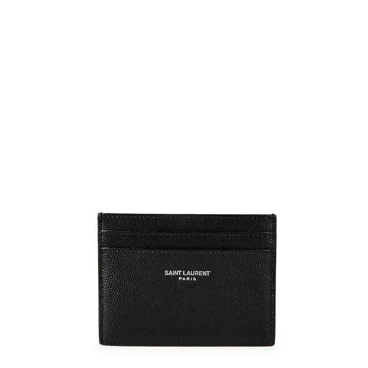Saint Laurent Men's Black Grained Leather Card Holder