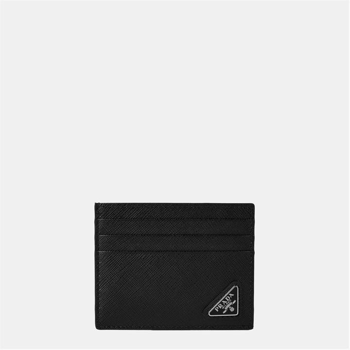 Prada Men's Black Logo Saffiano Leather Card Holder