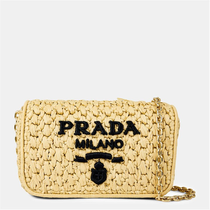 Prada Women's Beige Crochet Cotton Chain Crossbody Bag