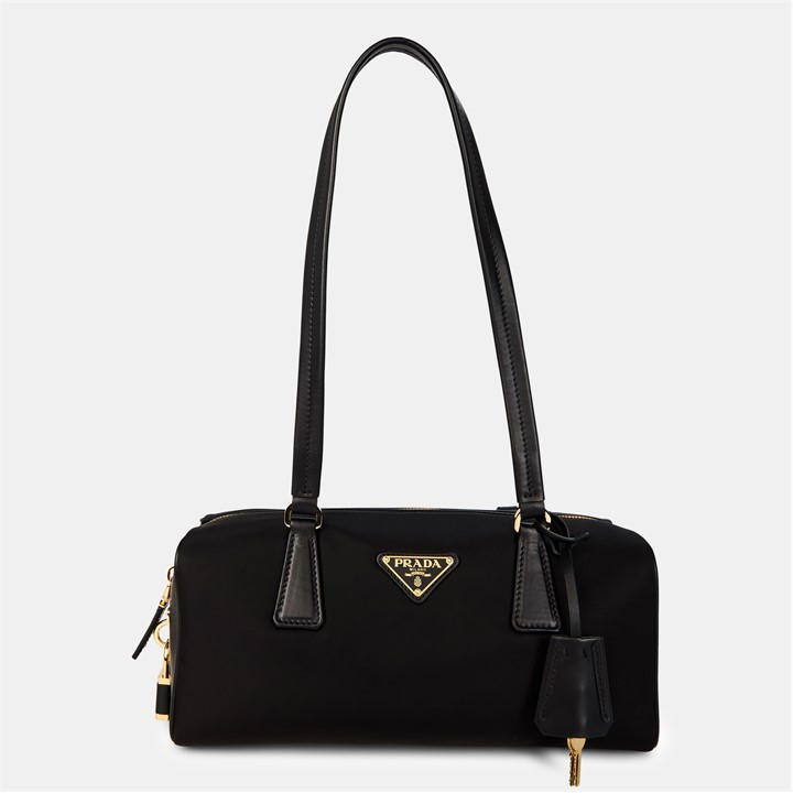 Prada Women's Black Medium Re-Nylon And Leather Tote Bag