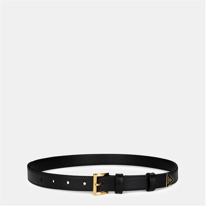 Prada Women's Black Triangle Logo Belt Medium