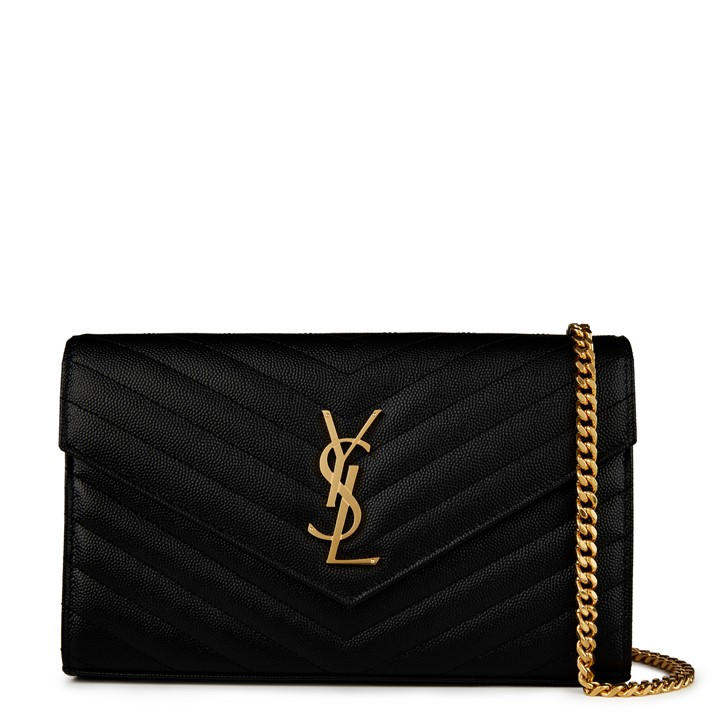 Saint Laurent Women's Black Classic Cassandre Chain Wallet