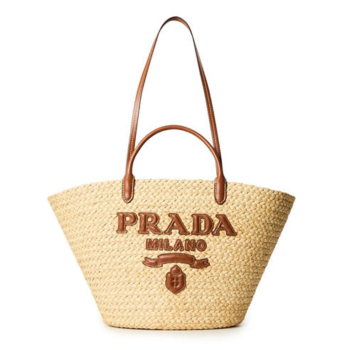 PRADA - Women'S Raffia Logo Tote Bag