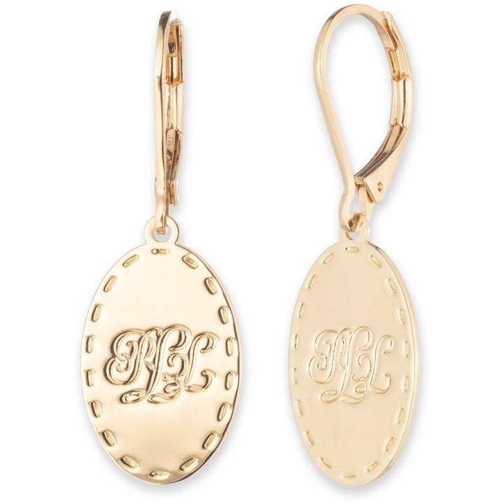 Ralph Lauren Women's Gold Lauren Logo Drop Earrings
