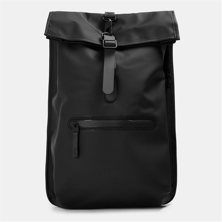 Rains Unisex Black Rolltop Rucksack -