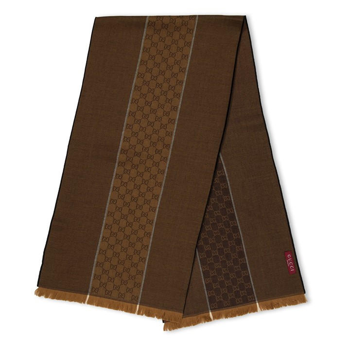 Gucci Men's Brown Silk Scarf
