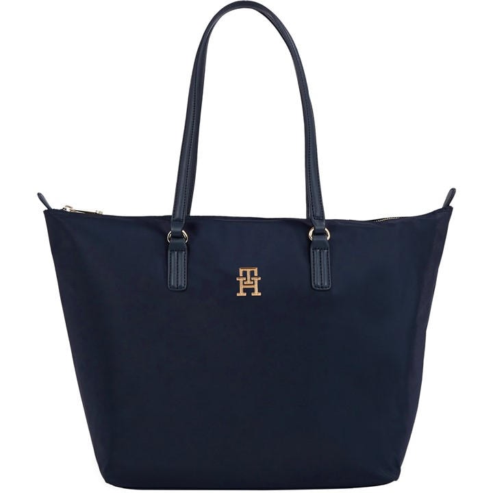 Tommy Hilfiger Women's Blue Th Monogram Plaque Tote Bag