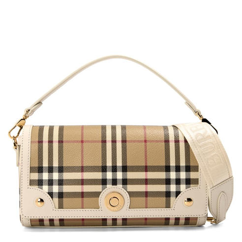 BURBERRY - Women's Check Cotton Top Handle Note Bag