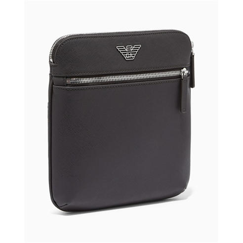 EMPORIO ARMANI - Regenerated Saffiano Leather Flat Shoulder Bag