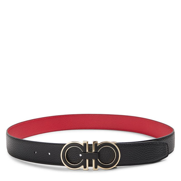 Nero/Hickory - FERRAGAMO - Men's Leather Belt