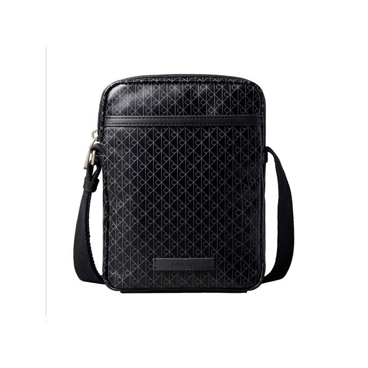 Calvin Klein Men's Black Aop Coated Crossbody Bag