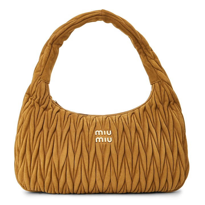 Miu Miu Women's Beige Large Suede Shoulder Bags