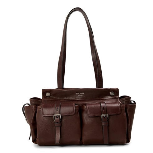PRADA - Route medium leather tote bag
